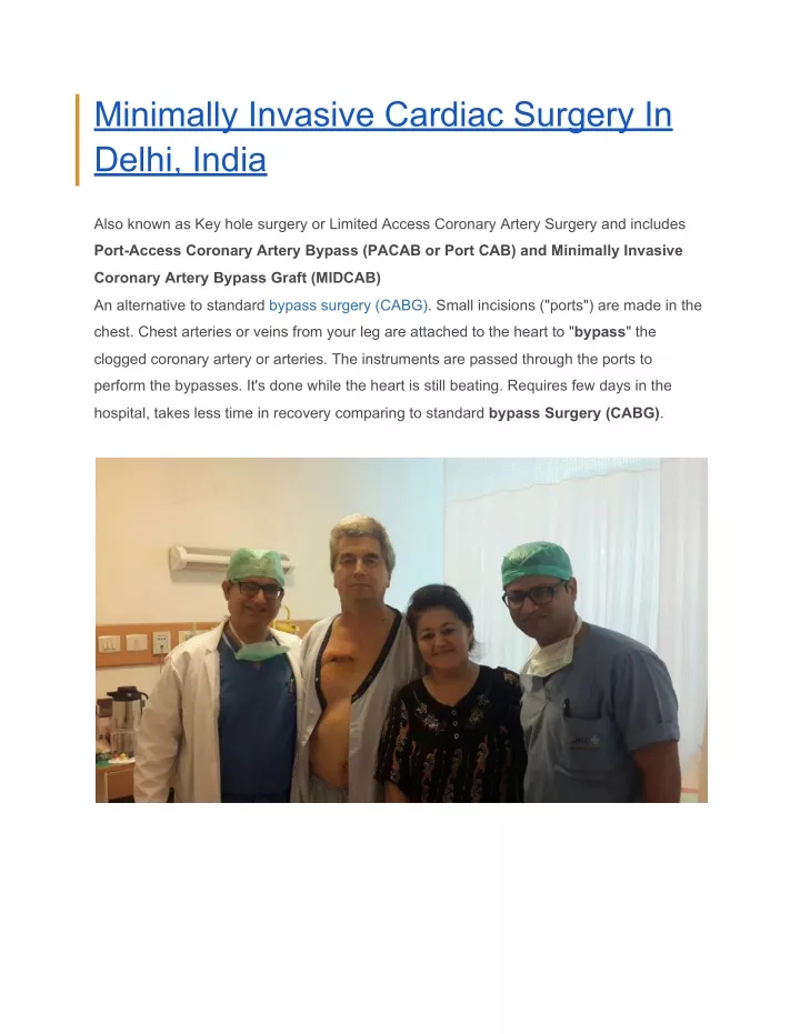 minimally invasive cardiac surgery in delhi india