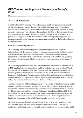 gps tracker an important necessity in today
