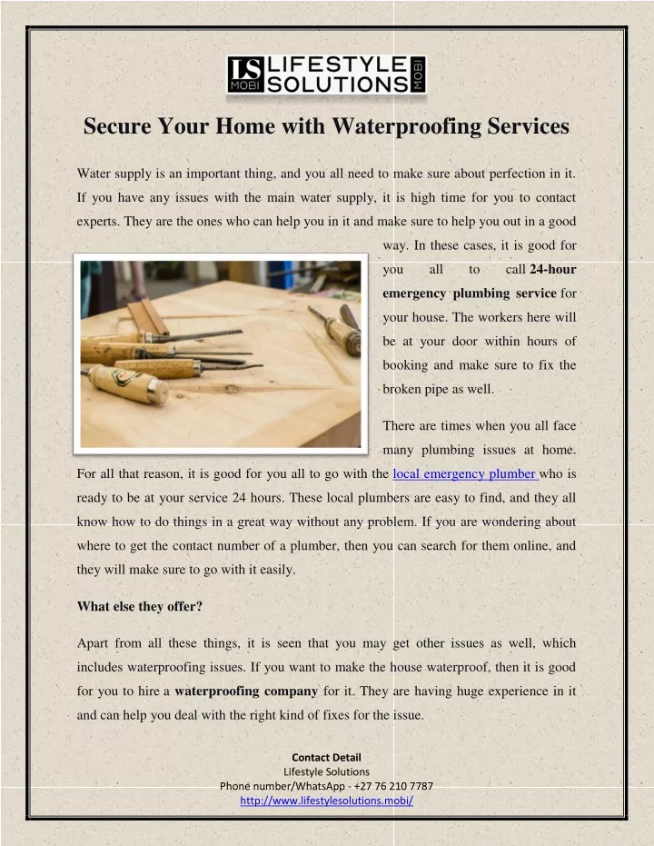 secure your home with waterproofing services