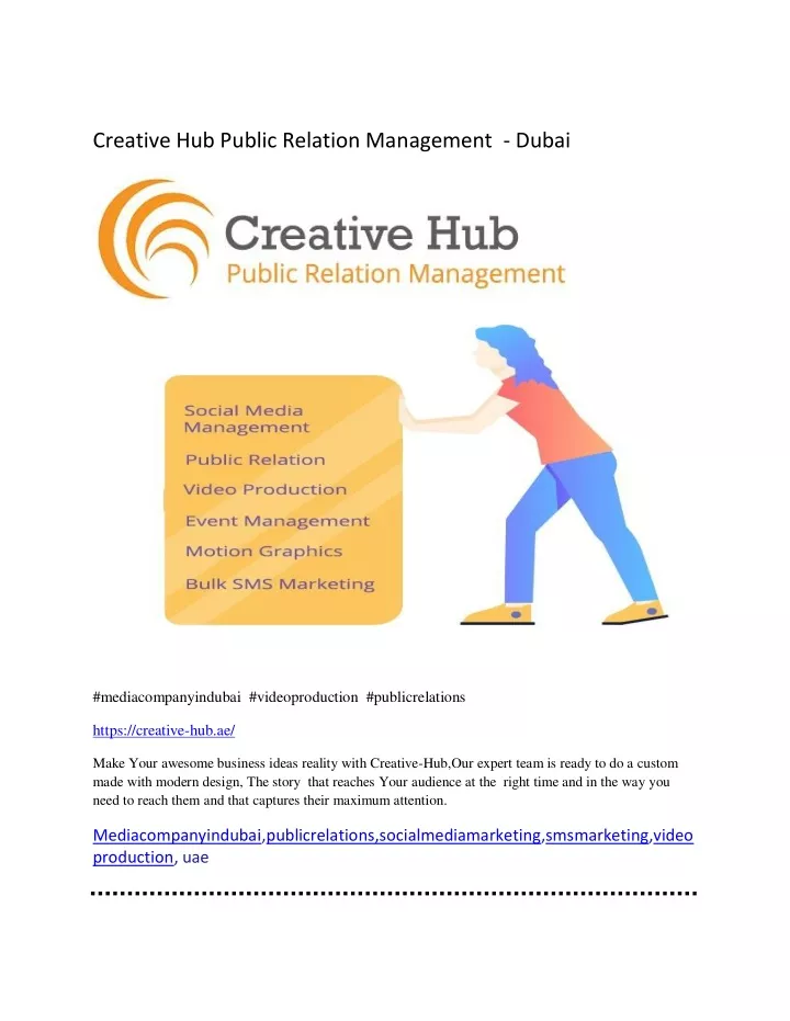 creative hub public relation management dubai