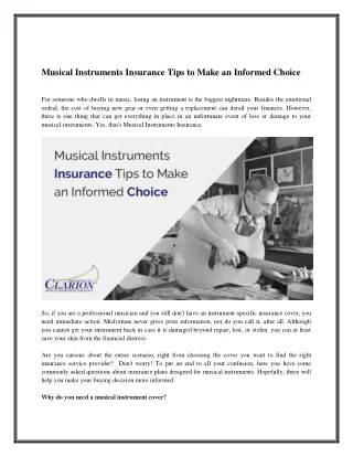 Musical Instruments Insurance Tips to Make an Informed Choice