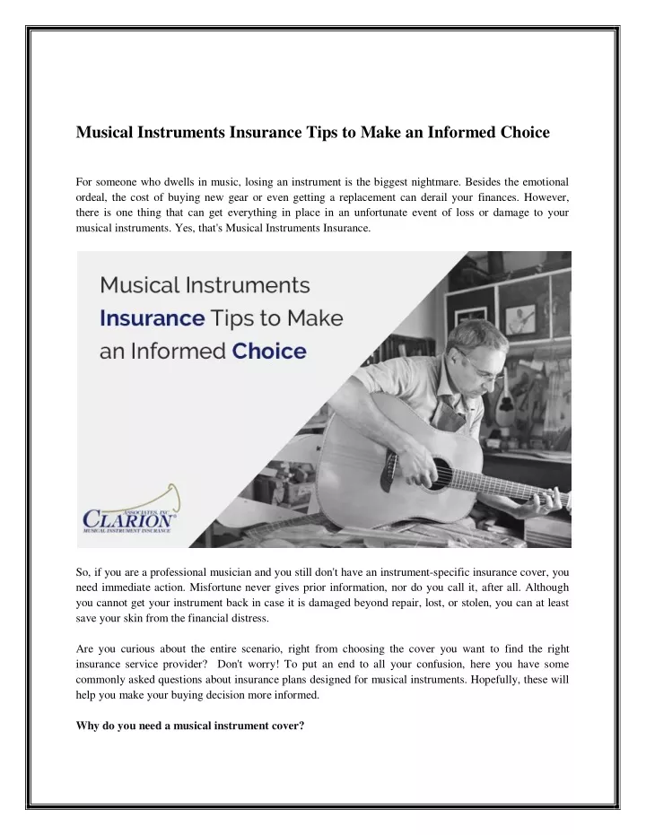 musical instruments insurance tips to make