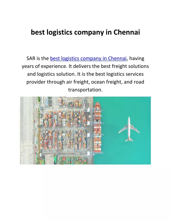 best logistics company in chennai