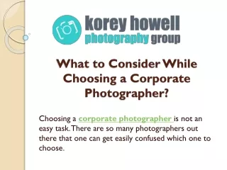 What to Consider While Choosing a Corporate Photographer?