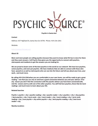 Psychic in Santa Ana