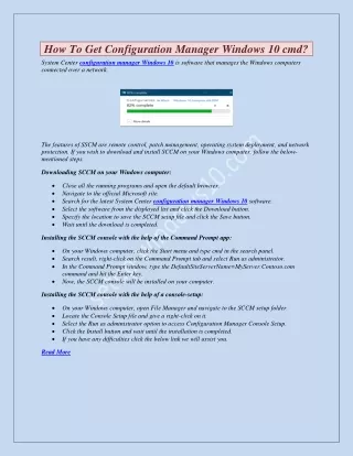 how to get configuration manager windows 10 cmd
