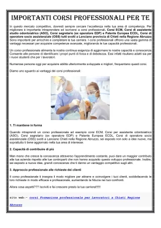 importanti corsi professionali per te
