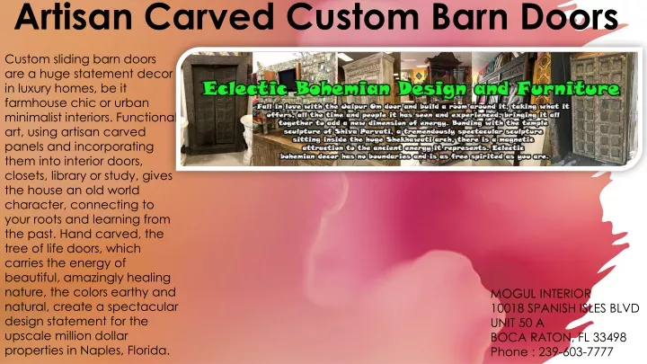 artisan carved custom barn doors