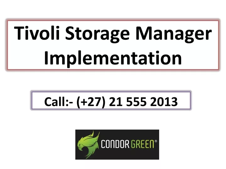 tivoli storage manager implementation