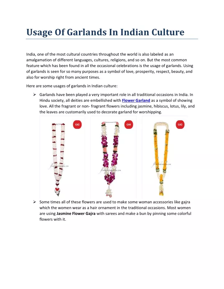 usage of garlands in indian culture