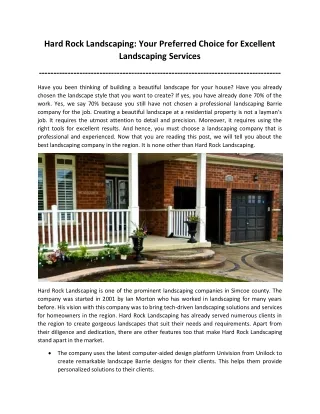 Hard Rock Landscaping: Your Preferred Choice for Excellent Landscaping Services