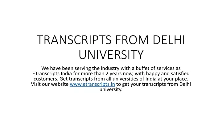 transcripts from delhi university