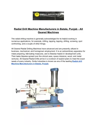 Radial drill machine manufacturers in Batala, Punjab