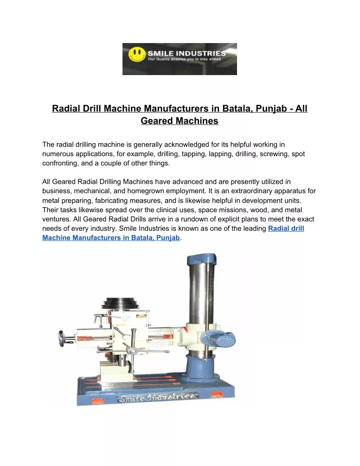 radial drill machine manufacturers in batala