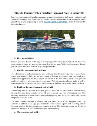 things to consider when installing inground pools
