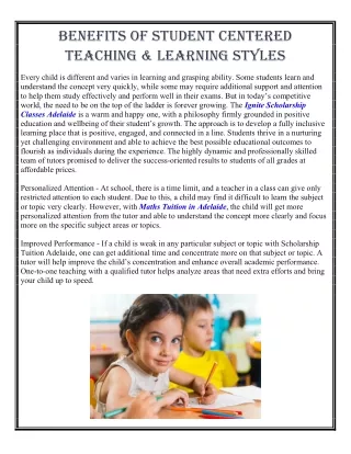 benefits of student centered teaching learning