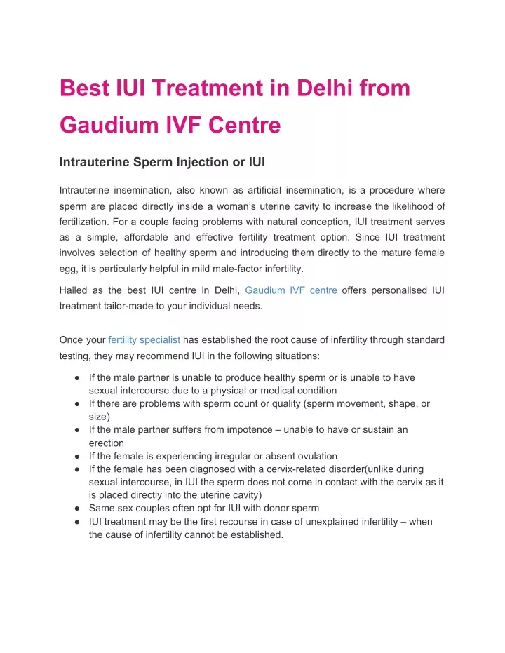 best iui treatment in delhi from gaudium