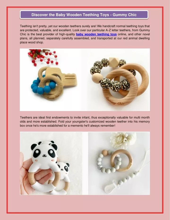 discover the baby wooden teething toys gummy chic