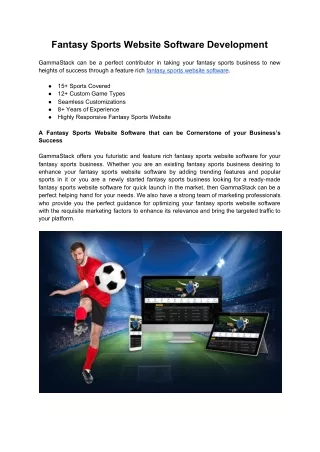 Fantasy Sports Website Software