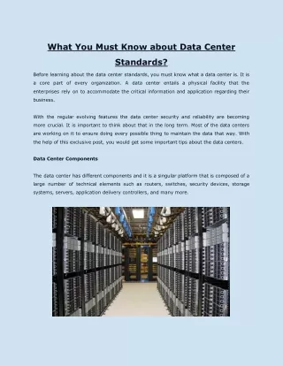 What You Must Know about Data Center Standards?
