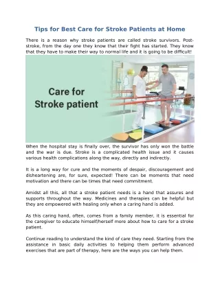 Best Care for Stroke Patients at Home