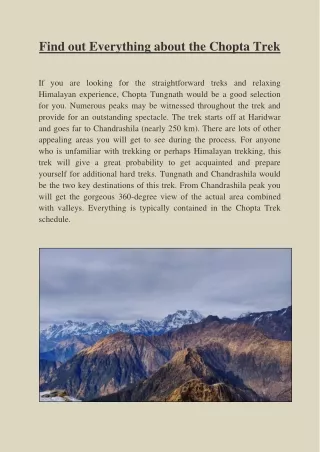 find out everything about the chopta trek