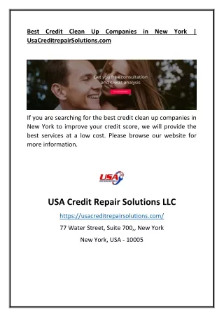 Best Credit Clean Up Companies in New York | UsaCreditrepairSolutions.com