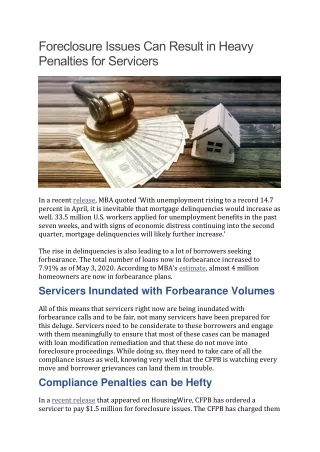 Foreclosure Issues Can Result in Heavy Penalties for Servicers