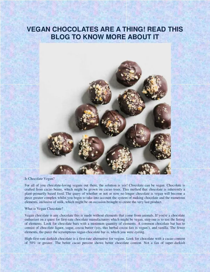 vegan chocolates are a thing read this blog