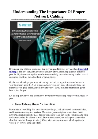 understanding the importance of proper network