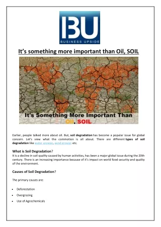 it s something more important than oil soil