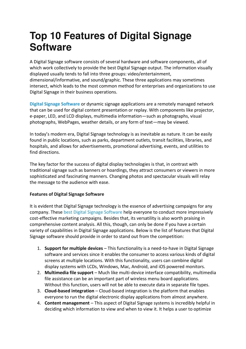 PPT - Top 10 Features Of Digital Signage Software PowerPoint ...