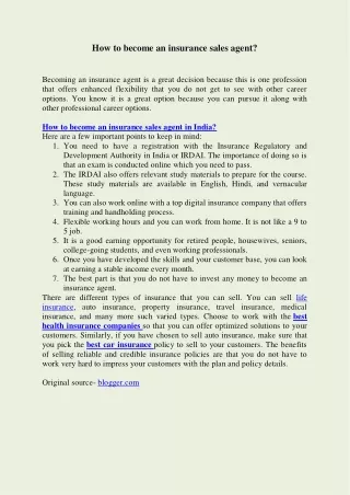how to become an insurance sales agent becoming