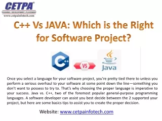 c vs java which is the right for software project