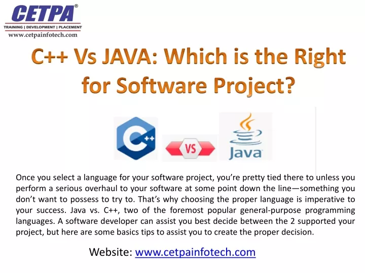 c vs java which is the right for software project