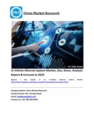In-Vehicle Ethernet System Market Size, Industry Trends, Share and Forecast 2019-2025