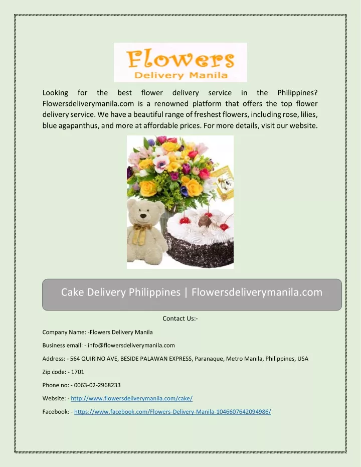 looking flowersdeliverymanila com is a renowned