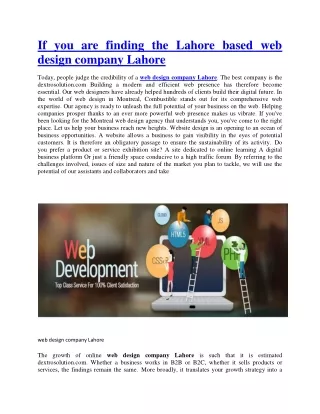 if you are finding the lahore based web design