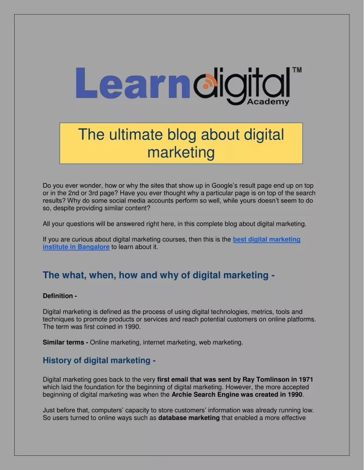 the ultimate blog about digital marketing