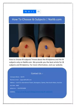 How To Choose Ib Subjects | Nailib.com