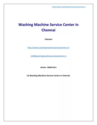 LG Washing Machine Service Center in Chennai