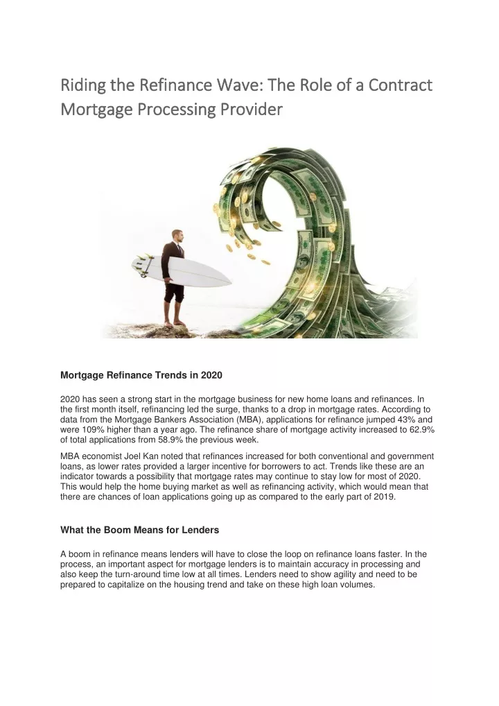riding the refinance wave the role of a contract