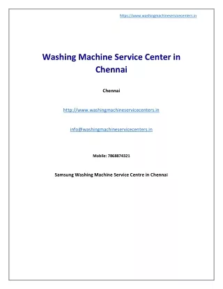 Washing Machine Service Center in Chennai