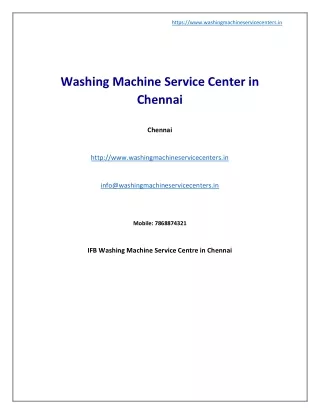 Washing Machine Service Center in Chennai