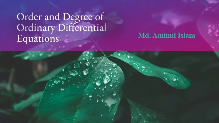 order and degree of ordinary differential equations