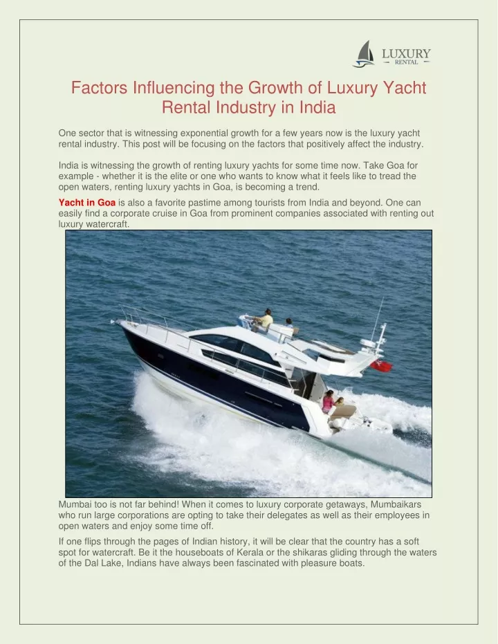 factors influencing the growth of luxury yacht