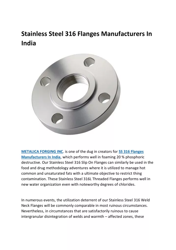 stainless steel 316 flanges manufacturers in india