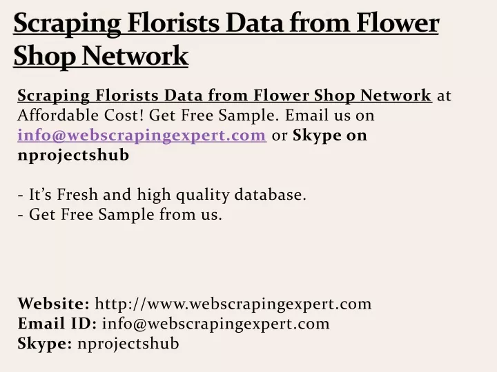 scraping florists data from flower shop network