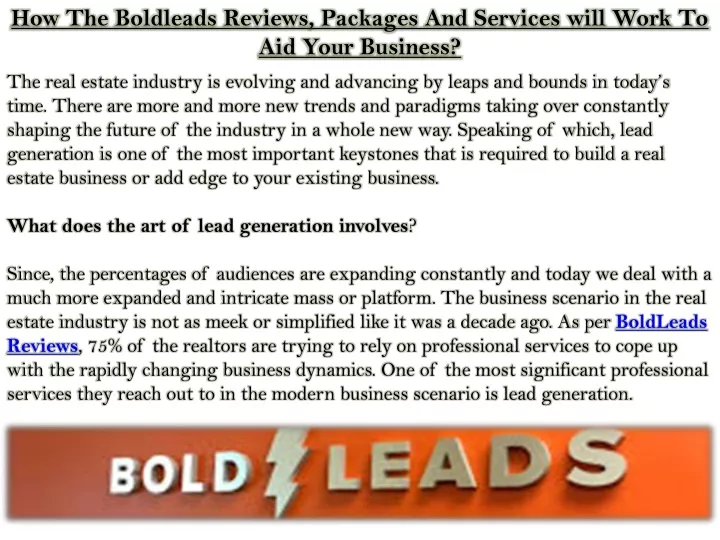 how the boldleads reviews packages and services