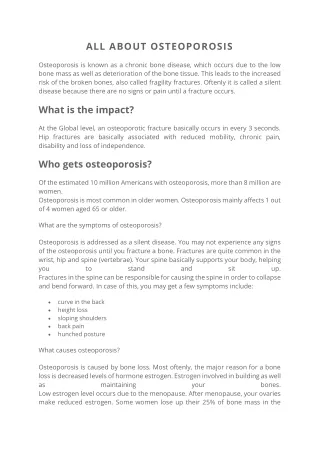 all about osteoporosis